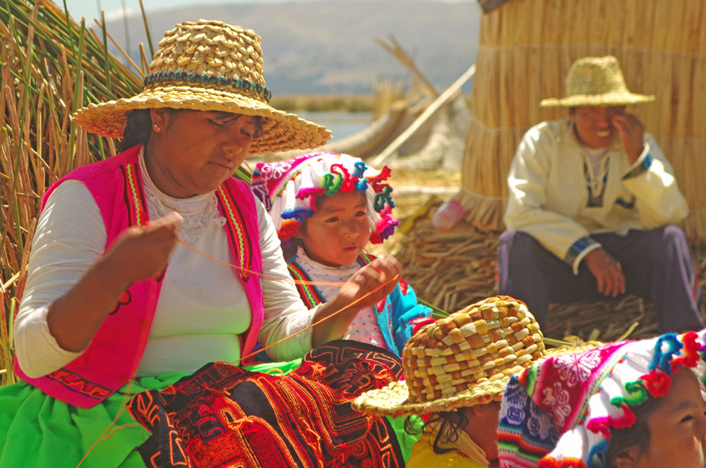 A mother and child in traditional dress on the islands.