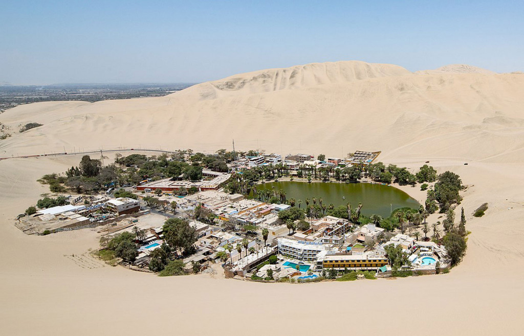 The bizarre oasis-town of Huacachina in the Ica Desert, Peru
