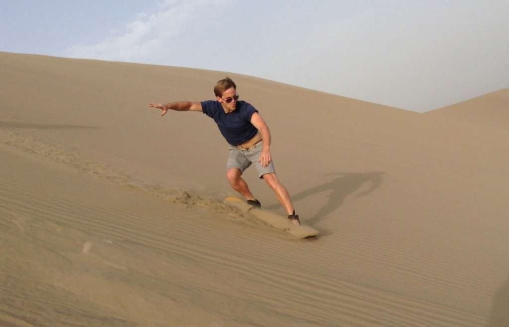 Sandboarding is a great activitiy for thrill seekers in the Ica Desert