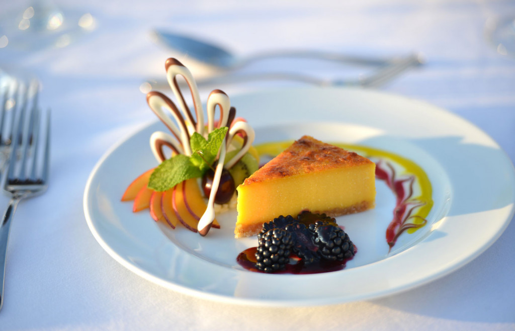 Refined gourmet cuisine aboard the Island Sky luxury cruise ship