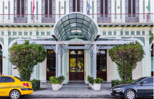 Facade at the Saratoga Hotel, Havana, in Cuba