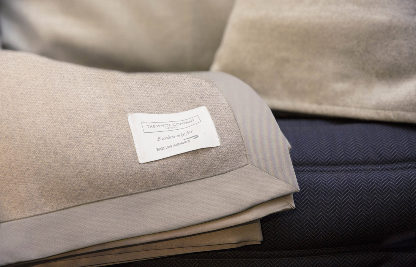 Comfortable White Company bedding in the British Airways Club World cabin
