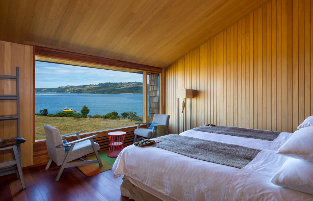 Rooms at Tierra Chiloe are traditionally Patagonian