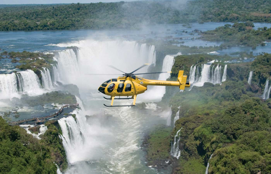A helicopter tour over Iguassu Falls in Brazil