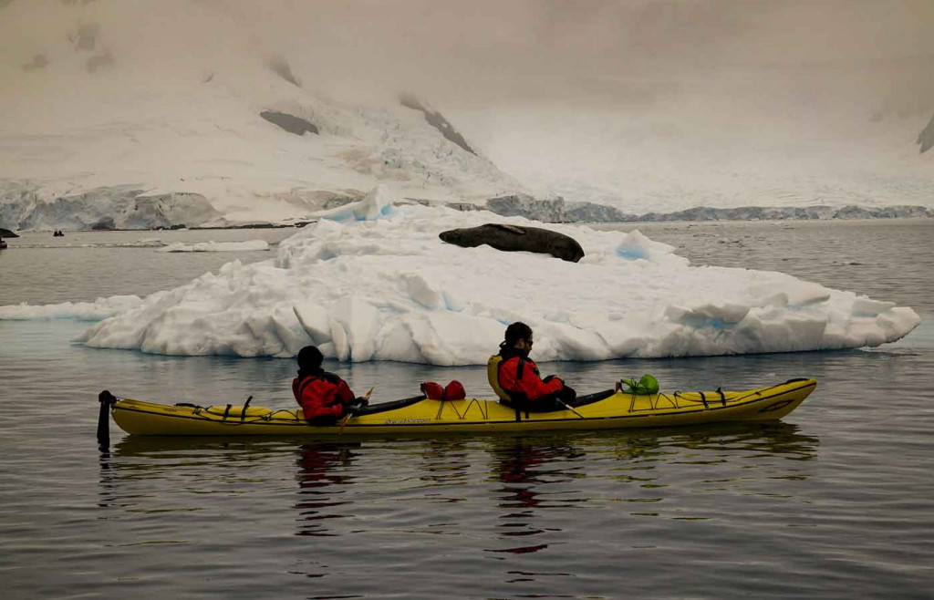 Kayakers, Paradise Bay, Antarctica